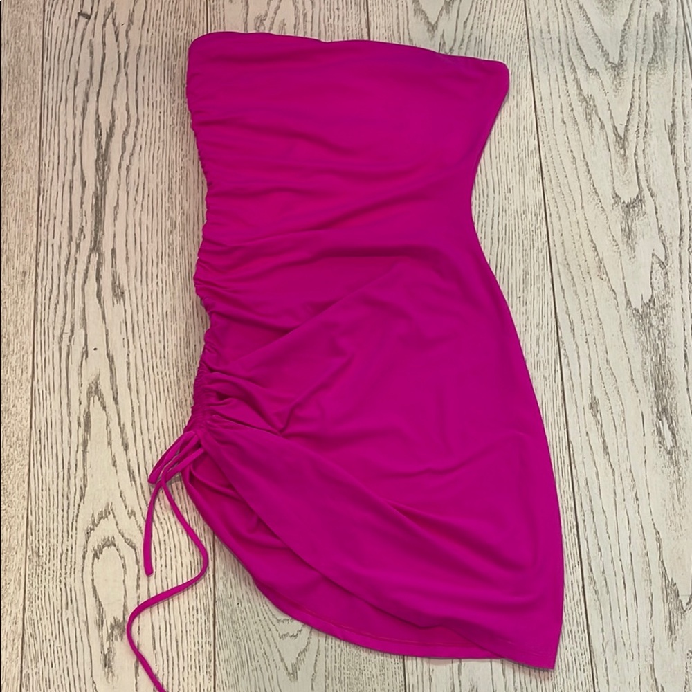 NWT Susana Monaco Strapless Gathered-side Tube Dress in Magenta